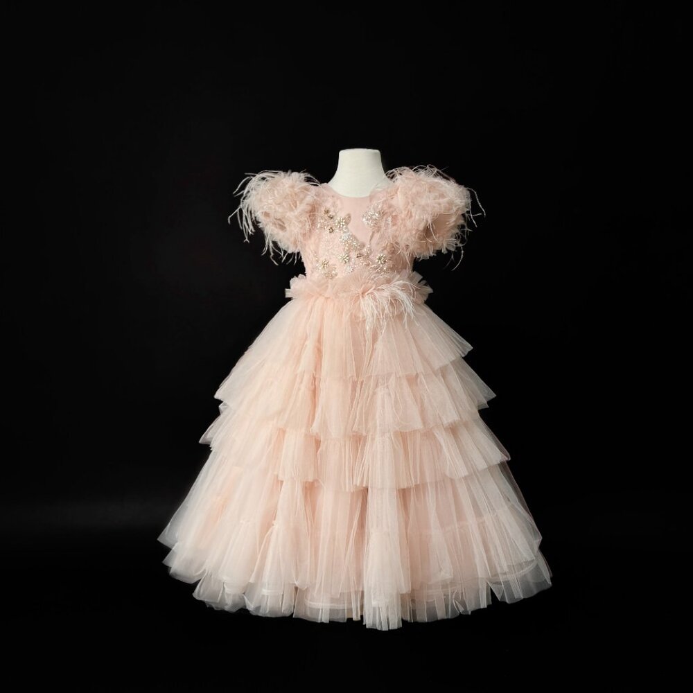Preloved Flower Girl Dress for 5-Year-Old, Hand-Beaded